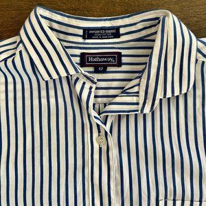 Hathaway Blue Stripped Button Down Blouse